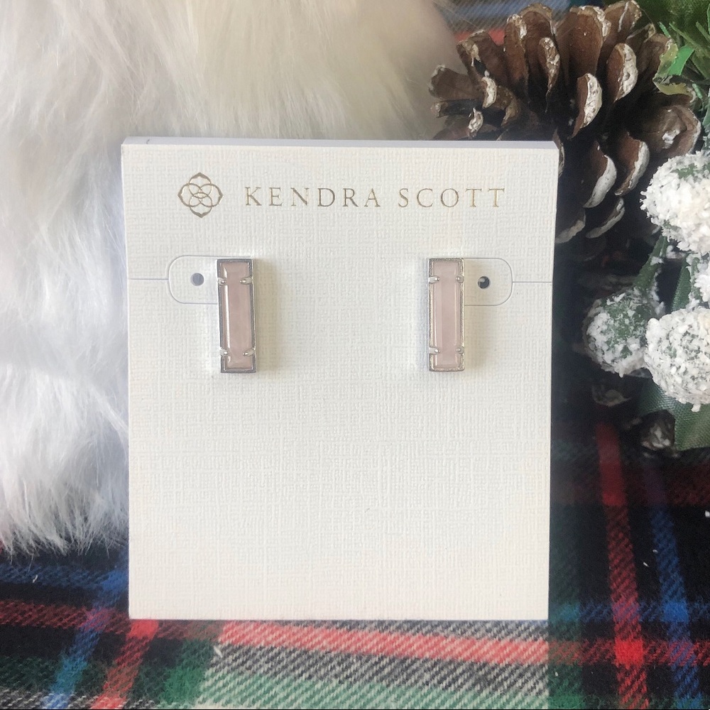Blush Pink Kendra Scott Lady Studs in Silver